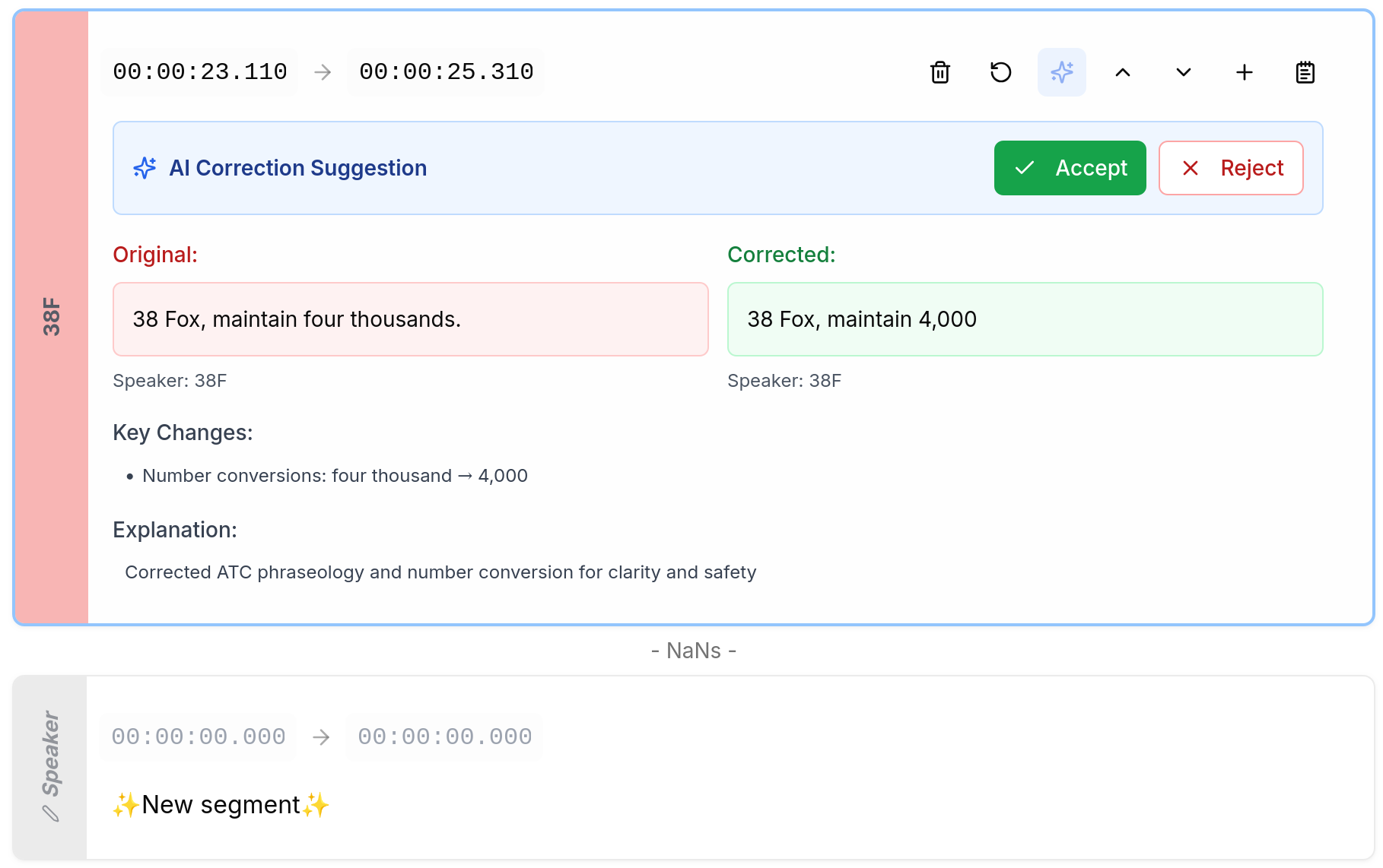 LLM Correction Feature